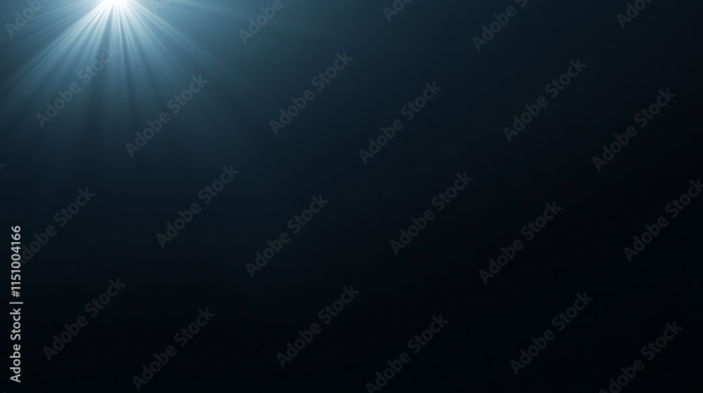 Obraz premium Bright light rays emanating from top left corner on dark background.