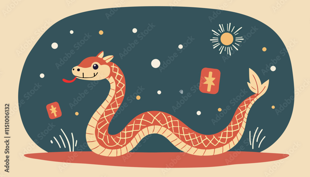 Fototapeta premium Playful Cartoon Snake