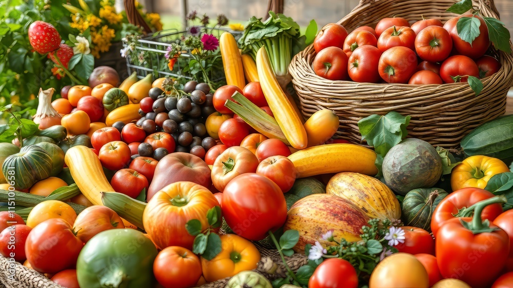 French Countryside Farm Fresh Produce - AI Photorealistic Still Life French Countryside Farm Fresh Produce - AI Photorealistic Still Life