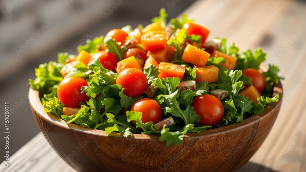 Fresh Mixed Greens Salad with Cherry Tomatoes and Carrots - Healthy Eating, Rustic Bowl Fresh Mixed Greens Salad with Cherry Tomatoes and Carrots - Healthy Eating, Rustic Bowl