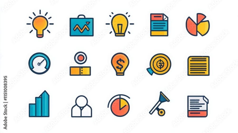 Flat Minimal Business and Finance Icon Set Flat Minimal Business and Finance Icon Set