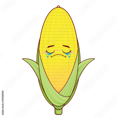 corn crying face cartoon cute