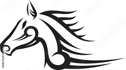 black and white horse tribal tattoo
