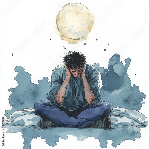 Man with ADHD and Insomnia in Thoughtful Reflection