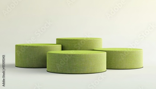 Green Fabric Cylindrical Display Platforms Product Presentation Minimalist Stage photo