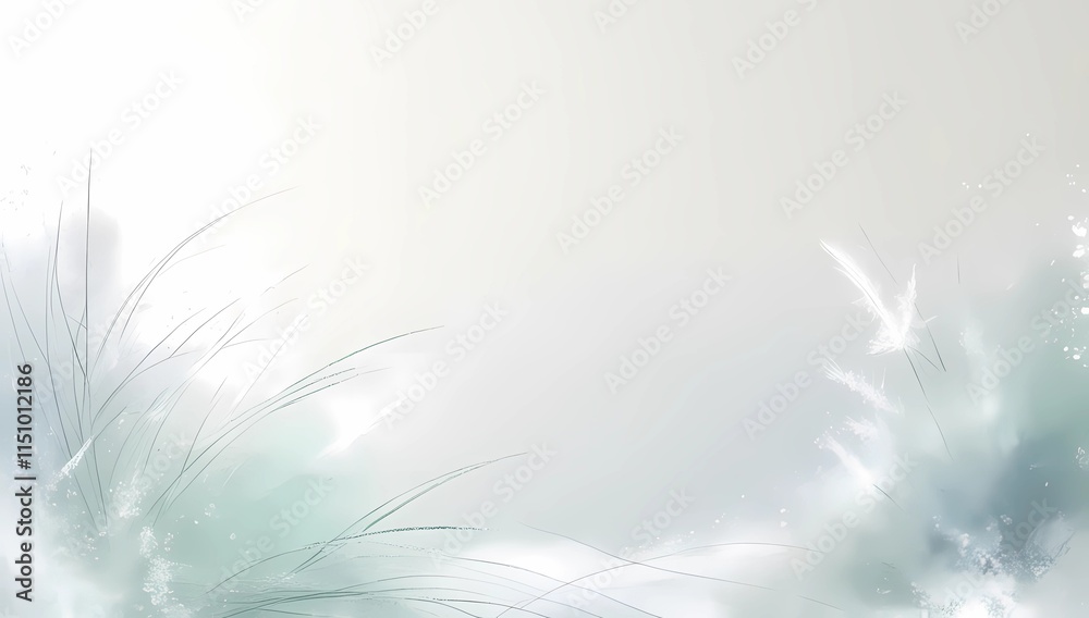 Naklejka premium Abstract Snowy Design with Powdery Soft Textures and Ample Negative Space, Creating a Clean and Minimalist Background