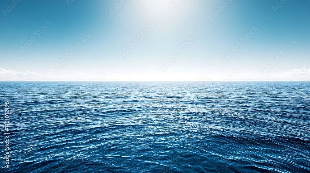 Fototapeta premium Calm ocean surface under a bright sunlit sky.