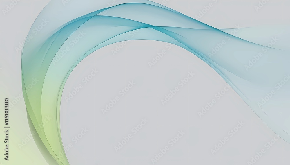 Fototapeta premium Gradient Blue and Green Swirl on a Light Gray Canvas, Creating a Minimalist and Open Abstract Background 