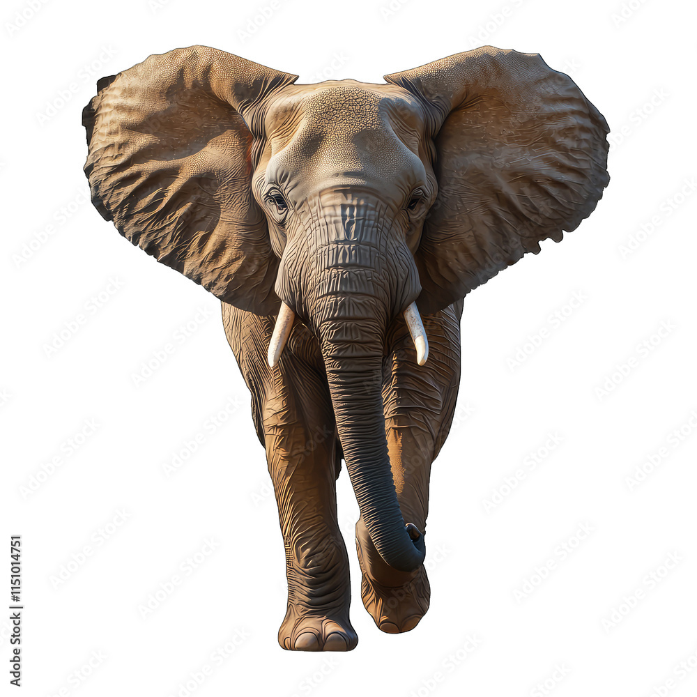 Fototapeta premium Majestic elephant walking with large ears and tusks