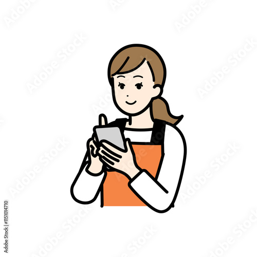 スマホを使用する主婦