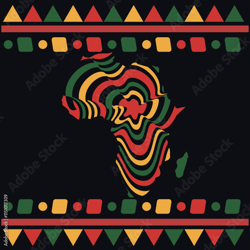 Black History Month banner, sign, design concept, social media post, template with red, green and yellow african