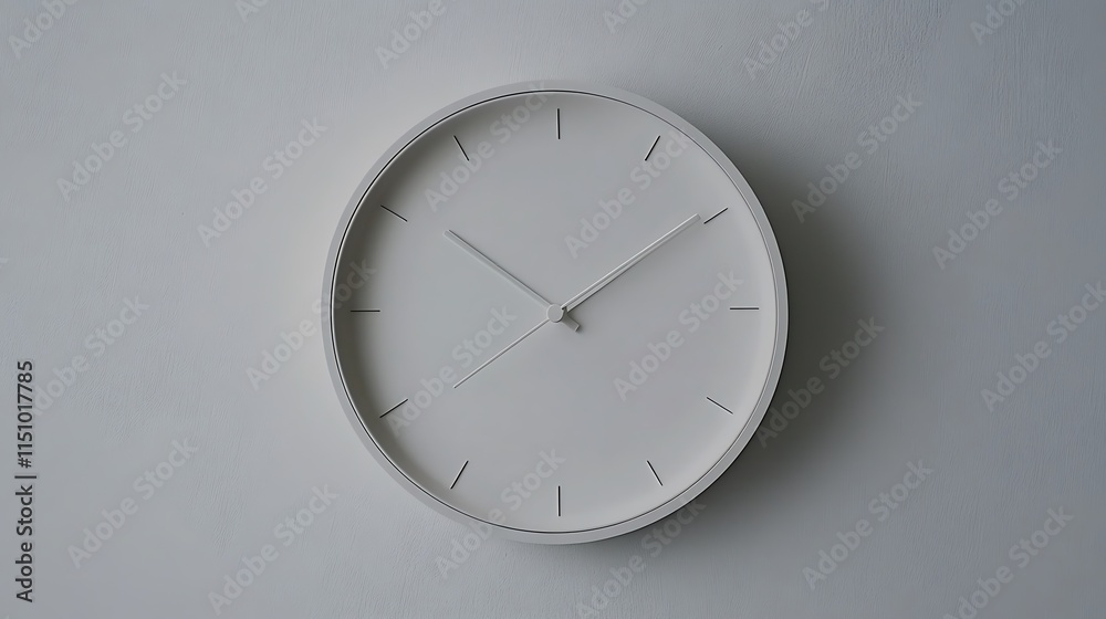 Minimalist white clock on a wall. Minimalist white clock on a wall.