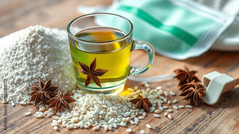 Rice Flour Face Mask, Green Tea, & Star Anise - Natural Skincare Rice Flour Face Mask, Green Tea, & Star Anise - Natural Skincare