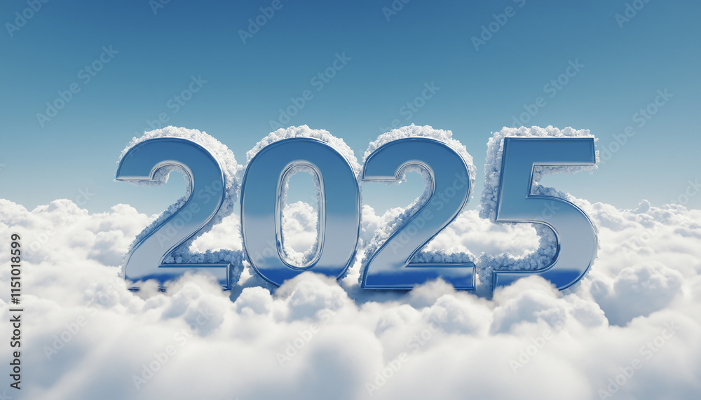 3D number 2025 clouds 3D number 2025 clouds