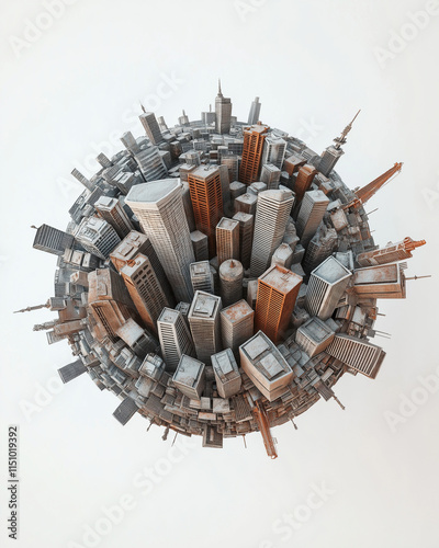 Buildings polar panorama (buildings polar coordinate)