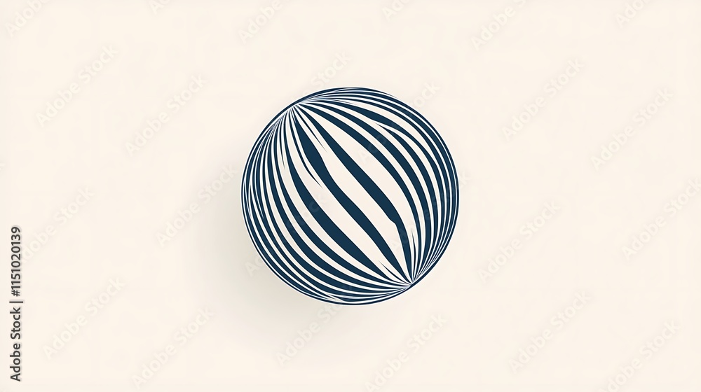 Striped sphere on plain background. Striped sphere on plain background.