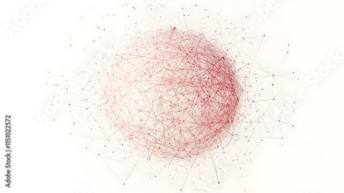 Red network globe with connecting lines.