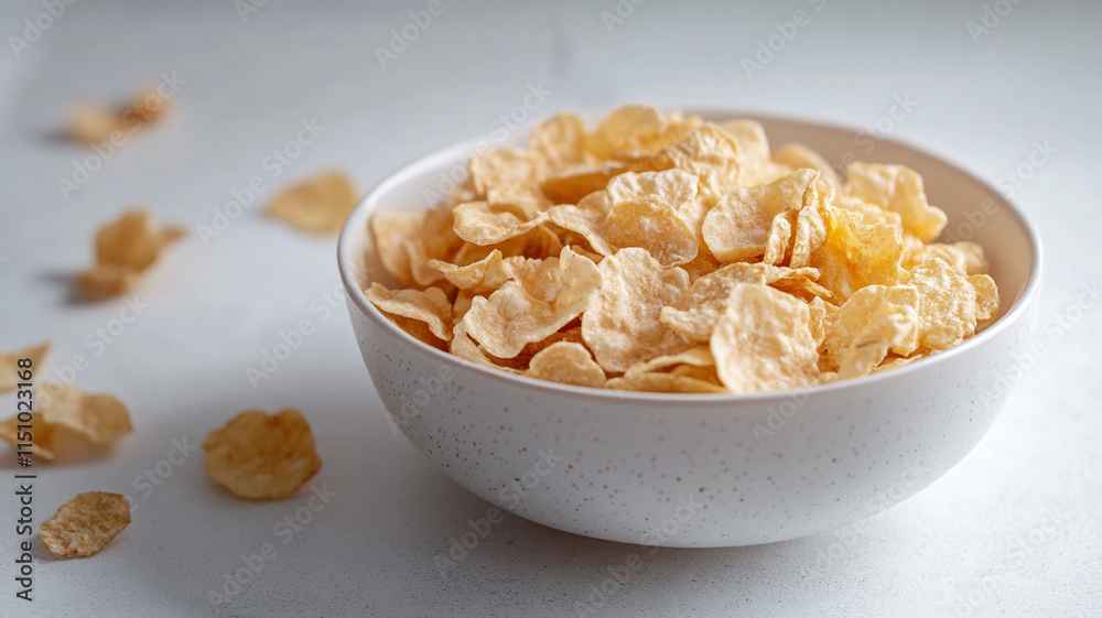 Delicious Crispy Cornflakes Cereal in Bowl Breakfast Food Delicious Crispy Cornflakes Cereal in Bowl Breakfast Food