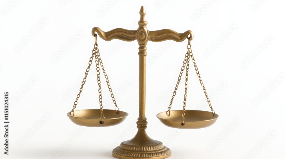 A classic golden balance scale symbolizing justice, fairness, and the legal system, set against a minimalistic background.