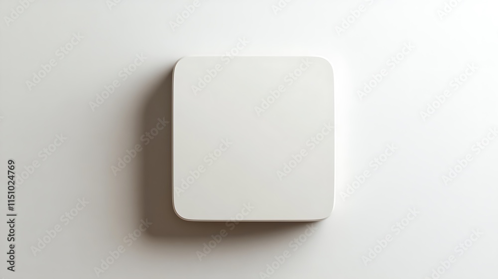 White square object on white background. White square object on white background.