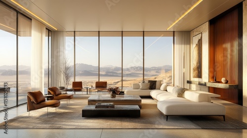 Desert Oasis: Modern Living Room with Panoramic Views