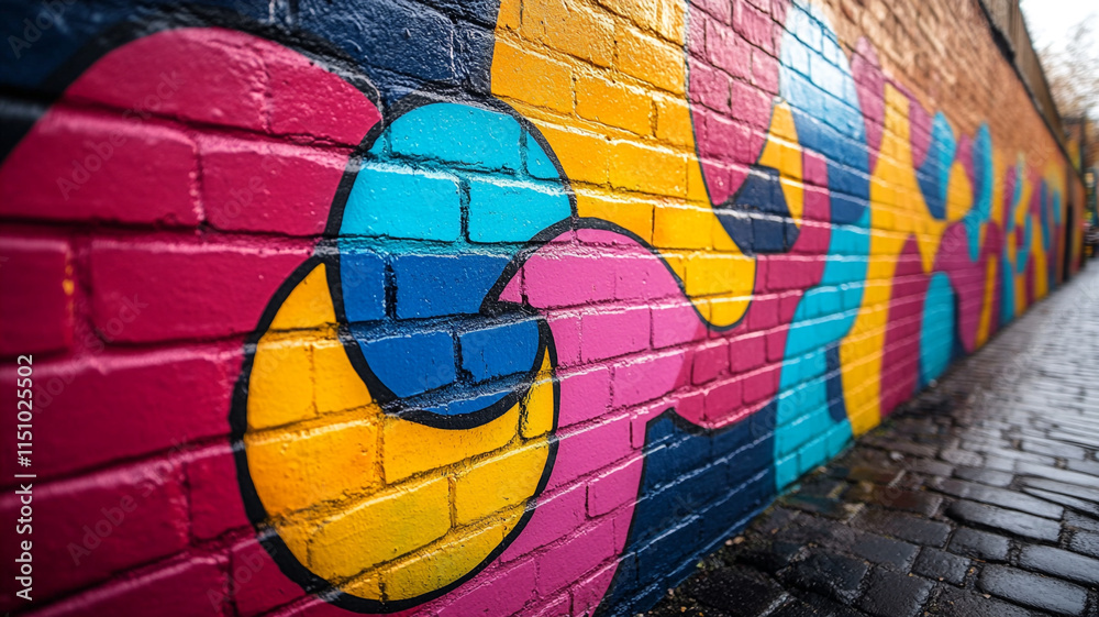 Fototapeta premium Colorful Abstract Brick Wall Mural Urban Art Street Art Design