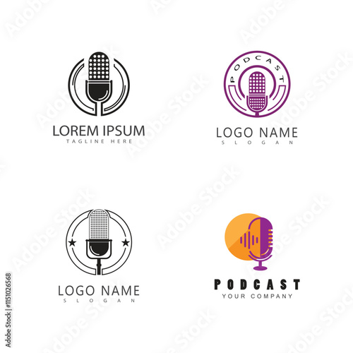 podcast logo vector symbol design