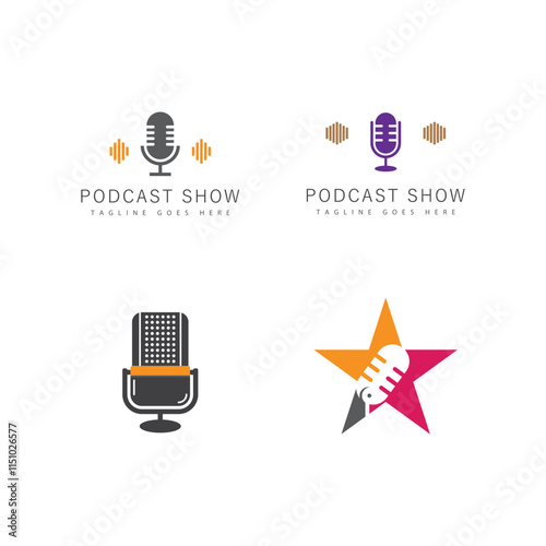 podcast logo vector symbol design