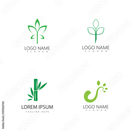 Green leaf logo vector element symbol template