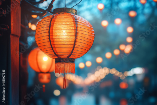 Chinese new year red lantern in china town area