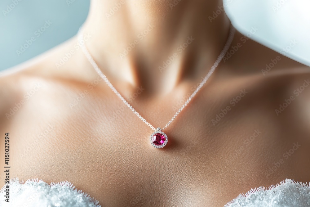 Stunning Diamond Necklace Against Soft Background Stunning Diamond Necklace Against Soft Background
