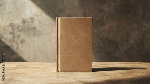 Brown Book on Wooden Table Against a Rustic Background
