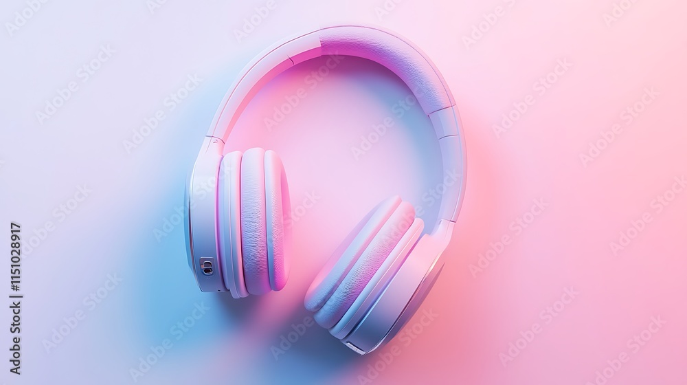 Obraz premium Pink blue headphones on white.