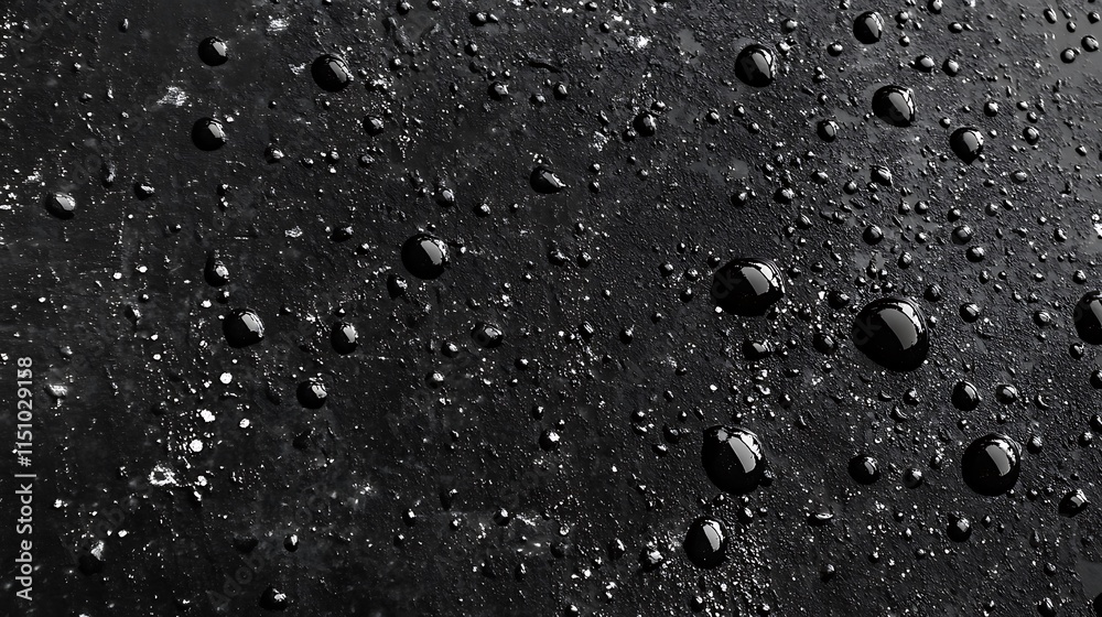 Black surface with water drops. Black surface with water drops.