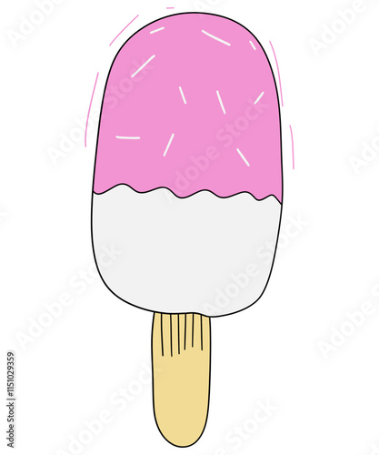 Delicious and sweet ice cream stick to welcome the summer, kids like to eat,  elements drawing vector, isolated illustration