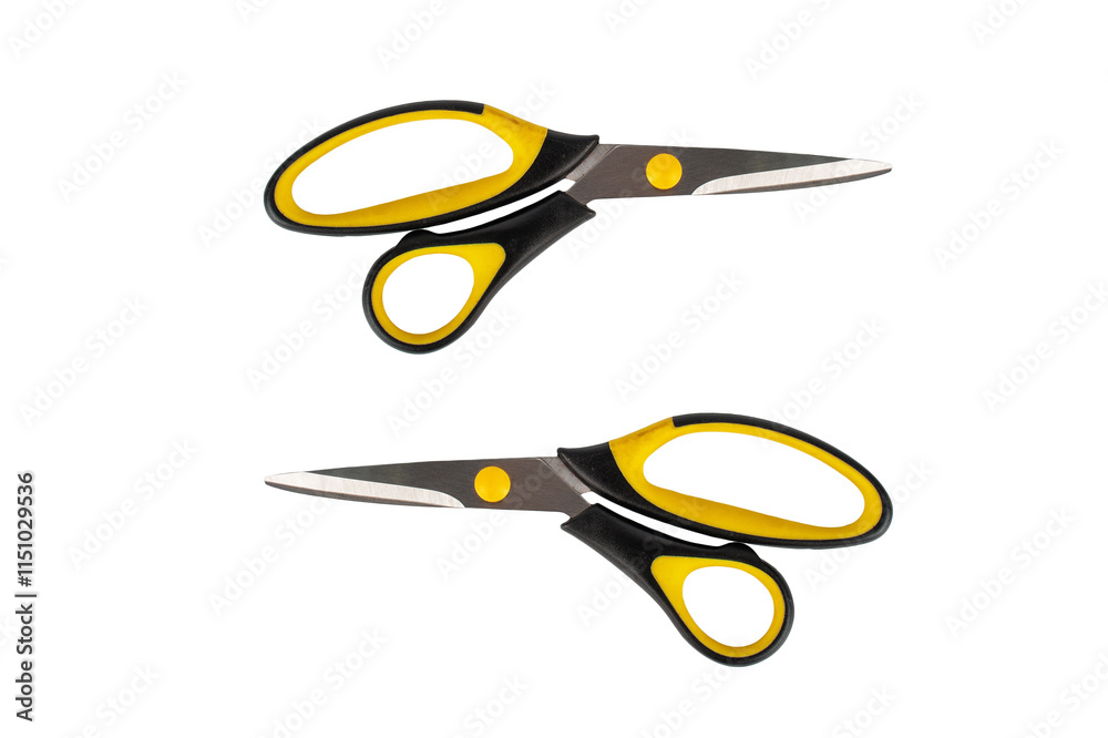 Office stationery scissors cutting on transparent background Office stationery scissors cutting on transparent background