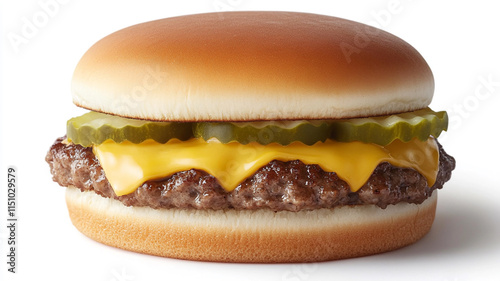 Juicy Cheeseburger with Pickles Fast Food Meal