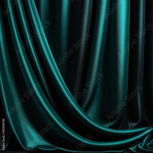 Black dark teal jade emerald sea aventurine green abstract background. Silk satin fabric. Glitter shimmer. Color gradient. Line stripe wave shadow. Drapery curtain. Luxury elegant subtle. Blank design photo