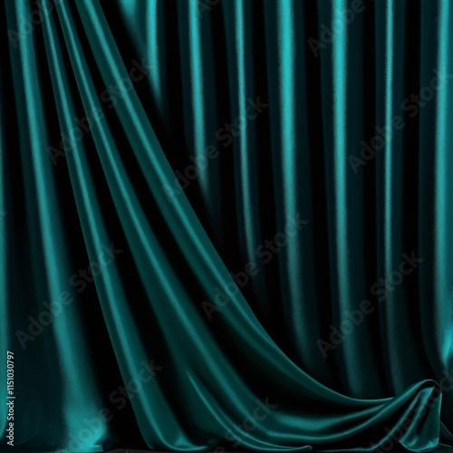 Black dark teal jade emerald sea aventurine green abstract background. Silk satin fabric. Glitter shimmer. Color gradient. Line stripe wave shadow. Drapery curtain. Luxury elegant subtle. Blank design
