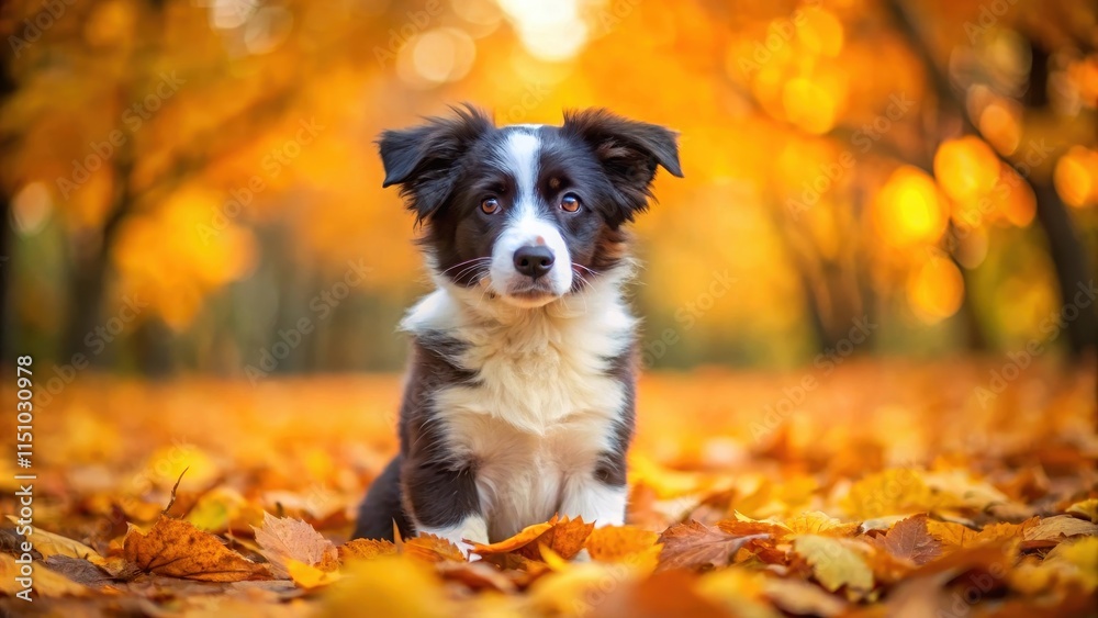 Puppy border collie sitting in autumn leaves, puppy, border collie, dog, autumn, sitting, cute, adorable, fuzzy, fluffy, pet Puppy border collie sitting in autumn leaves, puppy, border collie, dog, autumn, sitting, cute, adorable, fuzzy, fluffy, pet