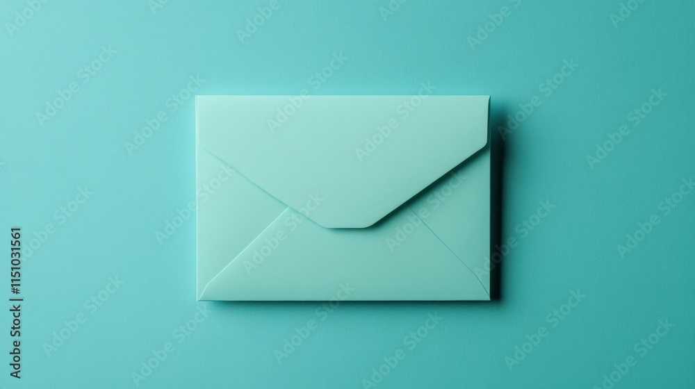 Minimalist Mint Envelope on a Soft Teal Background Perfect for Mail Communication, Invitations, or Artistic Projects in Modern Design Minimalist Mint Envelope on a Soft Teal Background Perfect for Mail Communication, Invitations, or Artistic Projects in Modern Design