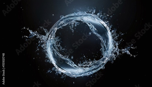 Round Shape Of Splashing Water On Black photo