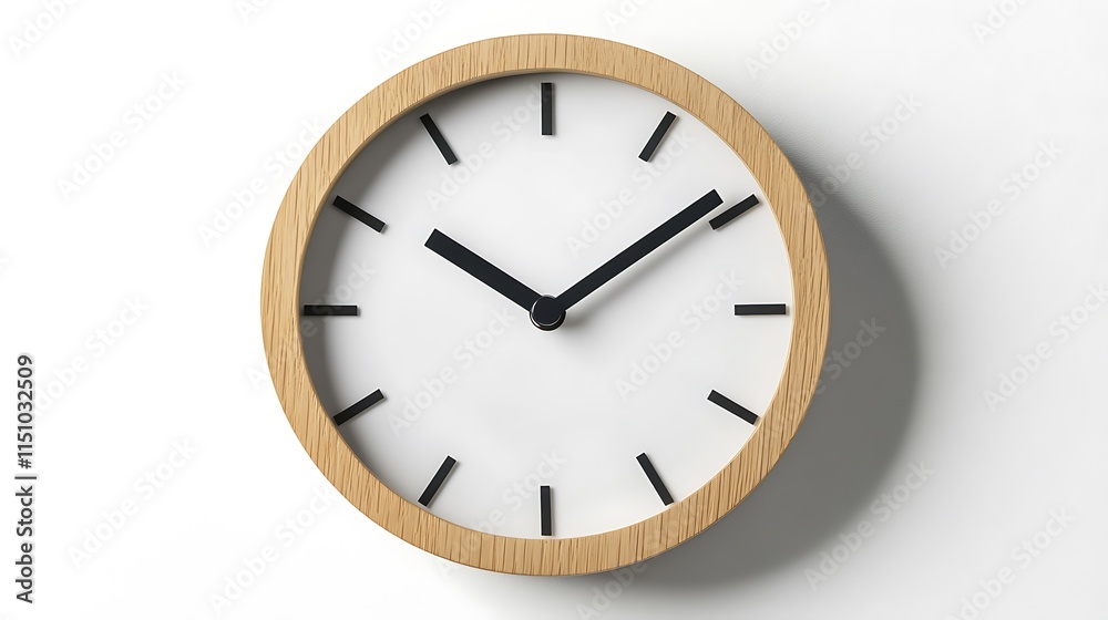 Round wood clock on white. Round wood clock on white.