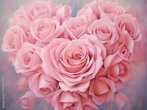 Valentine's Day Greeting Card with Pink Rose Heart 