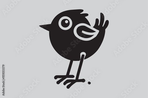 Adorable Bird Outline Silhouette Vector Clipart photo