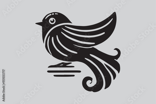 Lovely Bird Silhouette Vector for Wedding Invitations photo