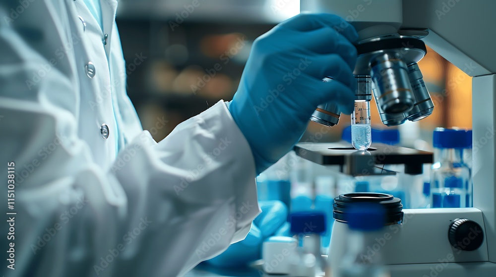 Microscope Close-Up in Laboratory Research Setting Microscope Close-Up in Laboratory Research Setting