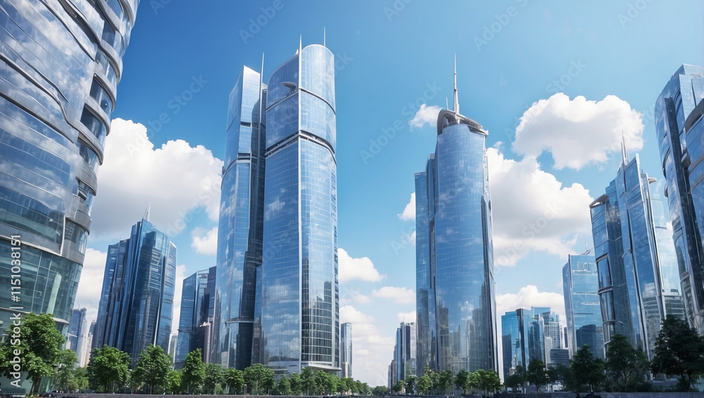 Obraz premium A Modern High Glass Building Tower Representing Contemporary Architecture