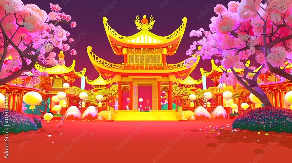 Fototapeta premium Dreamstime Oriental chinese temple fantasy backgrou
