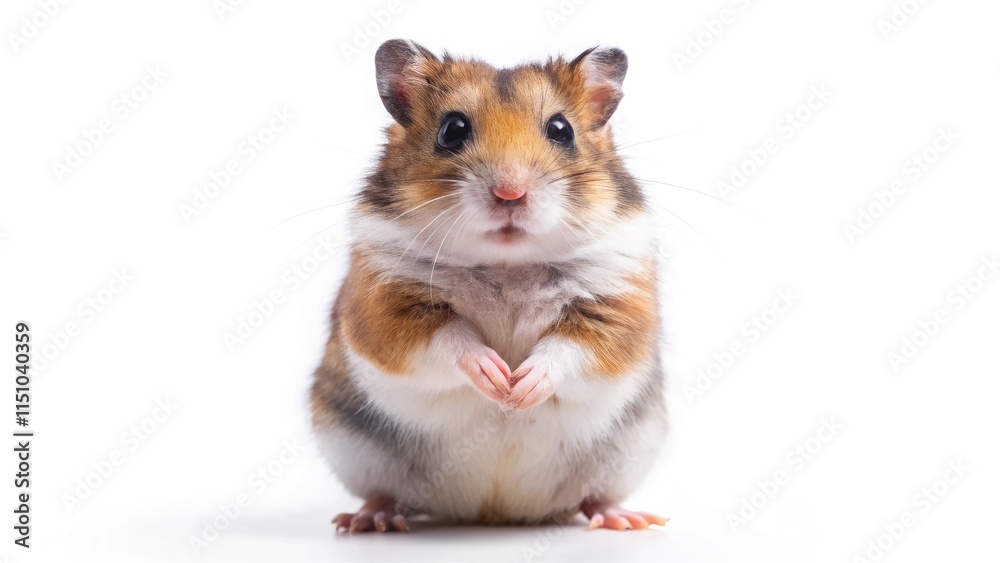 A fluffy, white dwarf hamster, a small, cute, and furry rodent, isolated on a white background A fluffy, white dwarf hamster, a small, cute, and furry rodent, isolated on a white background